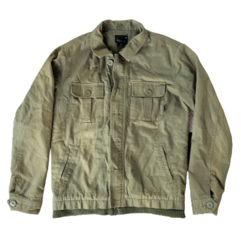 Tavik olive green droogs jacket — fleece lined. Has some bleaching sun streaking
